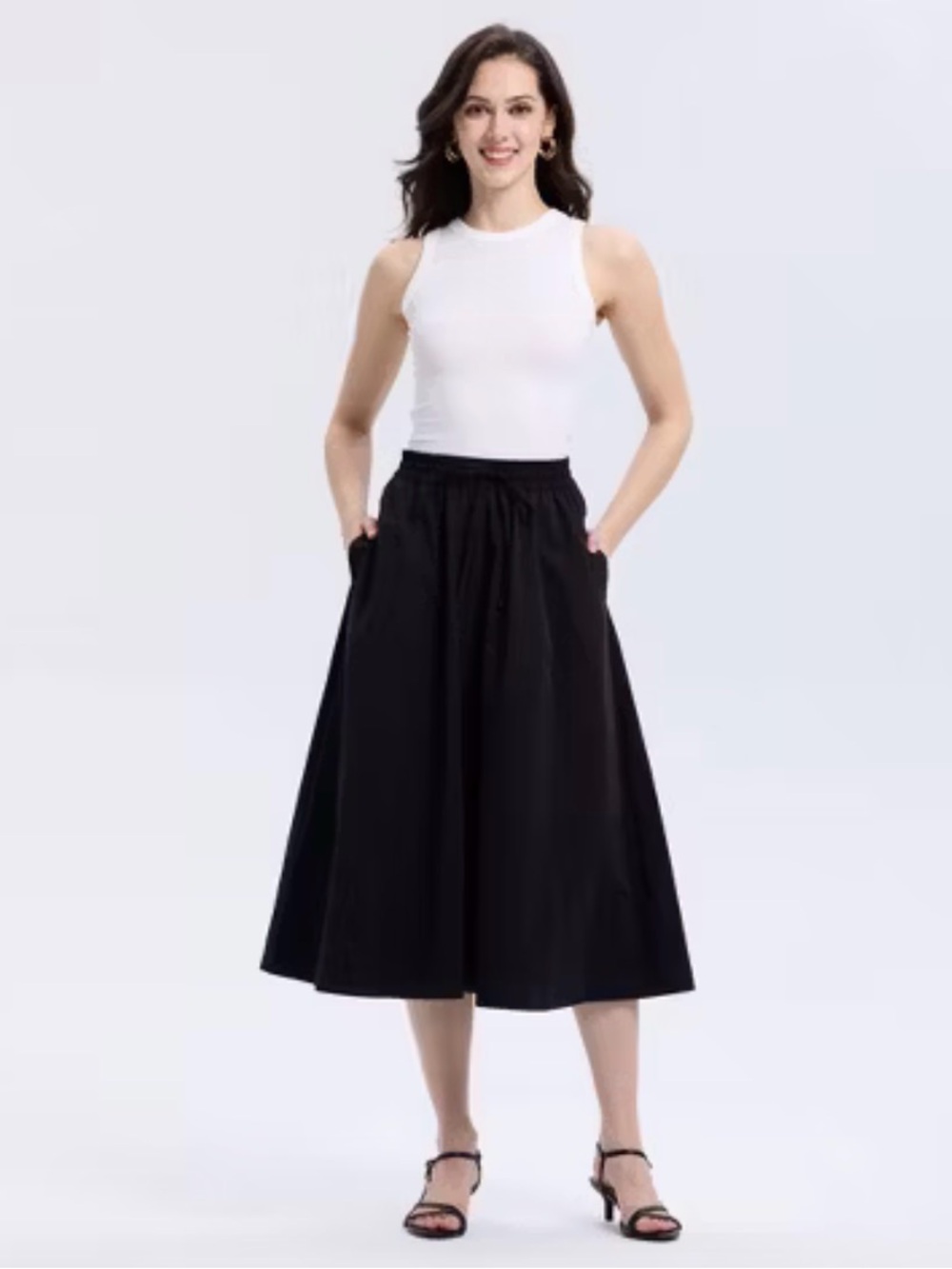a new day Black A-Line Midi Skirt with Pockets size small